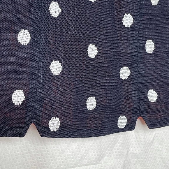 ANTHRO ODILLE Linen Navy Beaded Polka Dot Top, 0 - Picture 5 of 10